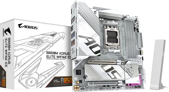 Материнская плата Gigabyte B850M AORUS ELITE WIFI6E ICE Socket AM5 AMD B850 4xDDR5 mATX AC`97 8ch(7.1) 2.5Gg RAID+DP