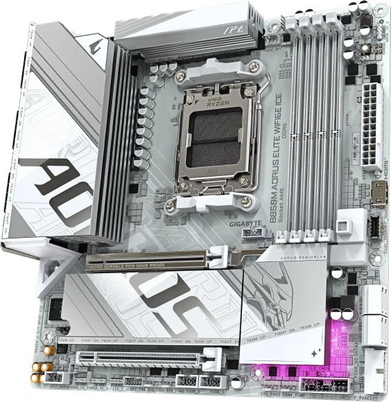 Материнская плата Gigabyte B850M AORUS ELITE WIFI6E ICE Socket AM5 AMD B850 4xDDR5 mATX AC`97 8ch(7.1) 2.5Gg RAID+DP