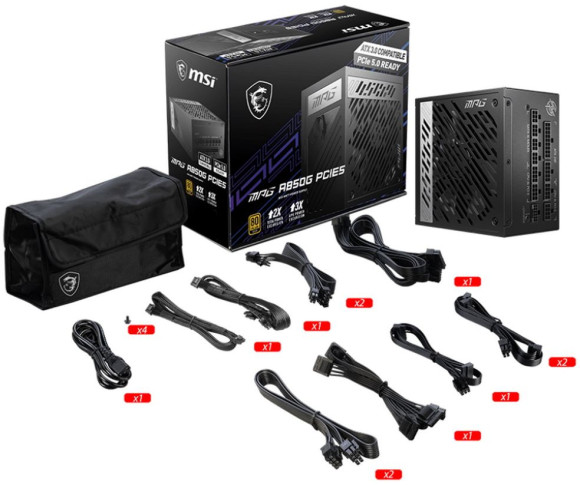 Блок питания MSI ATX 850W MPG A850G 80+ gold 24pin APFC 135mm fan 8xSATA Cab Manag RTL