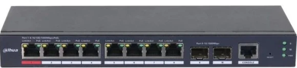 Коммутатор Dahua DH-S4210-8GT-110 (L2) 10x1Гбит/с 2SFP 8PoE 110W управляемый