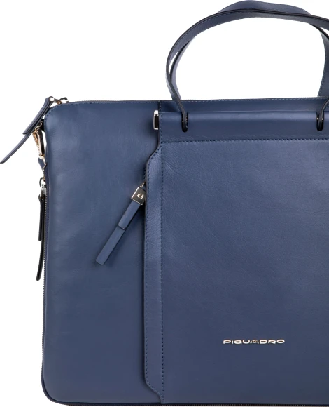 Деловая сумка женская Piquadro Circle CA4021W92/BLU4 с отделением для ноутбука 15.6" синяя натур.кожа