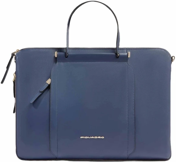 Деловая сумка женская Piquadro Circle CA4021W92/BLU4 с отделением для ноутбука 15.6" синяя натур.кожа