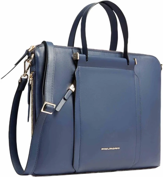 Деловая сумка женская Piquadro Circle CA4021W92/BLU4 с отделением для ноутбука 15.6" синяя натур.кожа