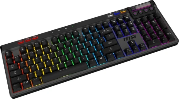 Клавиатура MSI STRIKE Pro W Silent механическая серый/черный USB беспроводная BT/Radio Multimedia for gamer LED (подставка для запястий) (S11-43RU210-CLA) кабель 2м