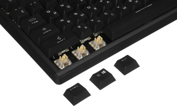 Клавиатура MSI STRIKE Pro W Silent механическая серый/черный USB беспроводная BT/Radio Multimedia for gamer LED (подставка для запястий) (S11-43RU210-CLA) кабель 2м