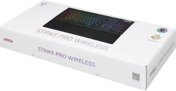 Клавиатура MSI STRIKE Pro W Silent механическая серый/черный USB беспроводная BT/Radio Multimedia for gamer LED (подставка для запястий) (S11-43RU210-CLA) кабель 2м
