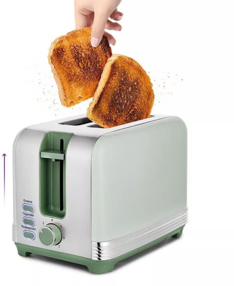 Тостер Kitfort КТ-6070 930Вт фисташковый/серебристый Тостер Kitfort КТ-6070 930Вт фисташковый/серебристый