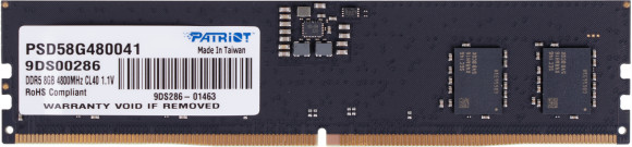 Память DDR5 8GB 4800MHz Patriot PSD58G480041 Signature RTL PC5-38400 CL40 DIMM 288-pin 1.1В single rank Ret Память DDR5 8GB 4800MHz Patriot PSD58G480041 Signature RTL PC5-38400 CL40 DIMM 288-pin 1.1В single rank Ret