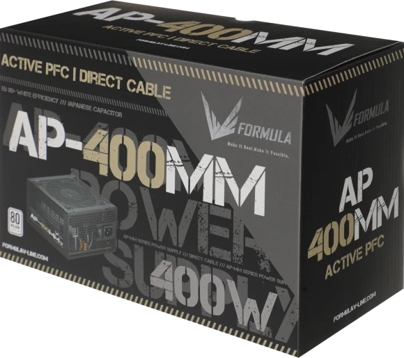 Блок питания Formula ATX 400W AP-400ММ 80 PLUS WHITE (20+4pin) APFC 120mm fan 6xSATA RTL