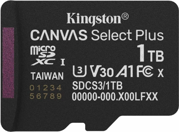 Флеш карта microSDXC 1TB Kingston SDCS3/1TB Canvas Select Plus V30 A1 + adapter