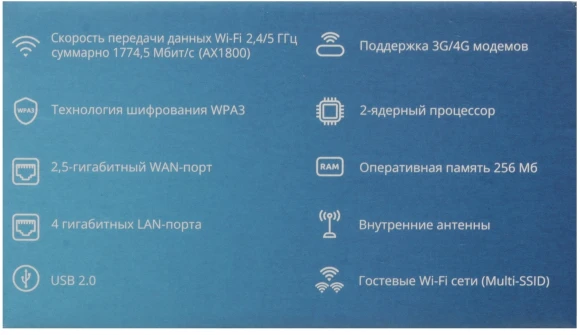 Маршрутизатор Eltex RG-1520G-Wax AX1800 10/100/1000BASE-T черный