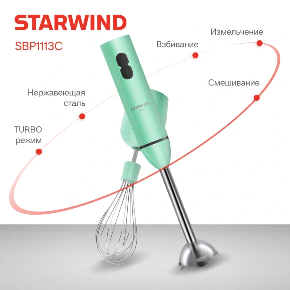 Блендер погружной Starwind SBP1113C 750Вт бирюзовый