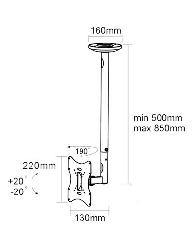 Кронштейн для телевизора Arm Media LCD-1000 черный 10"-37" макс.30кг потолочный поворот и наклон