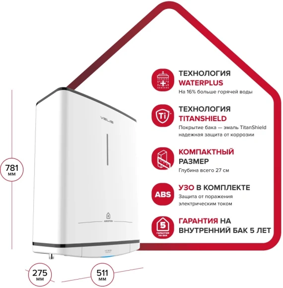 Водонагреватель Ariston Velis Tech R ABS 50 2кВт 50л электрический настенный/белый