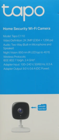 Камера видеонаблюдения IP TP-Link Tapo C110 Wi-Fi 3.3-3.3мм цв. корп.:белый
