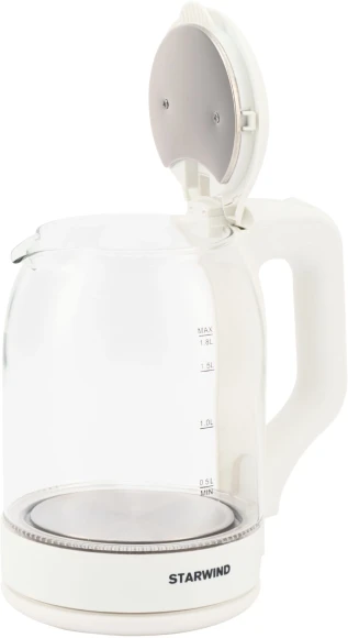 Чайник электрический Starwind SKG1056 1.8л. 2000Вт белый/прозрачный корпус: стекло