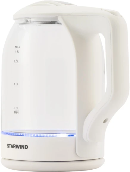 Чайник электрический Starwind SKG1056 1.8л. 2000Вт белый/прозрачный корпус: стекло
