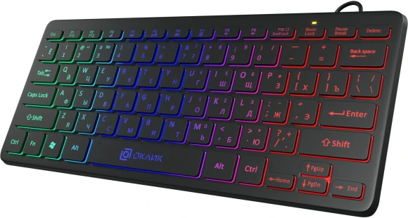 Клавиатура Оклик 300S черный USB slim LED (1696461) кабель 1.6м