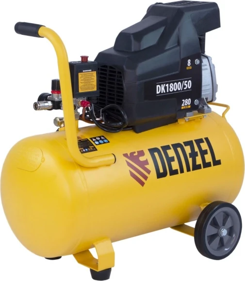 Компрессор поршневой Denzel DK1800/50,Х-PRO масляный 280л/мин 50л 1800Вт желтый/черный