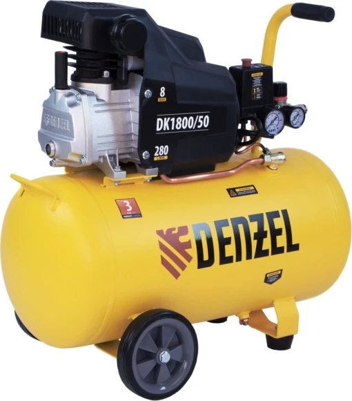 Компрессор поршневой Denzel DK1800/50,Х-PRO масляный 280л/мин 50л 1800Вт желтый/черный