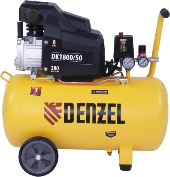 Компрессор поршневой Denzel DK1800/50,Х-PRO масляный 280л/мин 50л 1800Вт желтый/черный