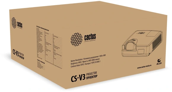 Проектор Cactus Bright CS-V3.B 3LCD 64000Lm LS 4000Lm ANSI (1280x800) 30000:1 ресурс лампы:10000часов 1xUSB typeA 1xUSB typeB 2xHDMI 4кг Проектор Cactus Bright CS-V3.B 3LCD 64000Lm LS 4000Lm ANSI (1280x800) 30000:1 ресурс лампы:10000часов 1xUSB typeA 1xUSB typeB 2xHDMI 4кг