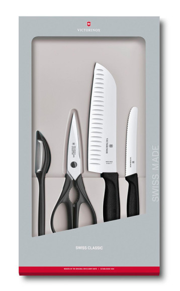 Набор ножей кухон. Victorinox Swiss Classic Kitchen Set, 4 pieces 6.7133.4G (6.7133.4G) компл.:4предм. черный подар.коробка Набор ножей кухон. Victorinox Swiss Classic Kitchen Set, 4 pieces 6.7133.4G (6.7133.4G) компл.:4предм. черный подар.коробка