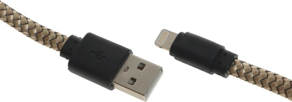 Кабель Gal 2637 USB (m)-Lightning (m) 1м золотистый плоский
