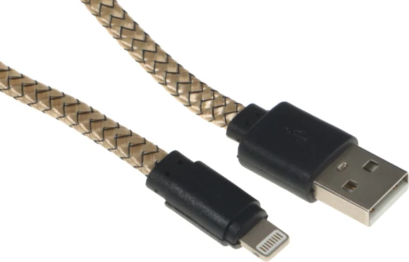 Кабель Gal 2637 USB (m)-Lightning (m) 1м золотистый плоский