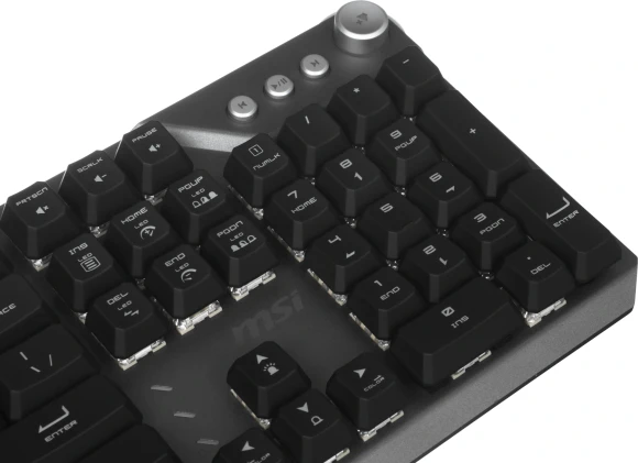 Клавиатура MSI STRIKE 600 Silent механическая серый/черный USB Multimedia for gamer LED (S11-04RU256-CLA) кабель 1.8м