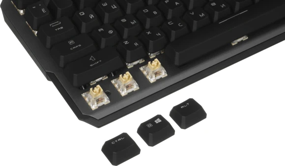 Клавиатура MSI STRIKE 600 Silent механическая серый/черный USB Multimedia for gamer LED (S11-04RU256-CLA) кабель 1.8м