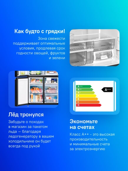 Холодильник Hitachi R-WB720VUC0 GMG 3-хкамерн. серый стекло инвертер