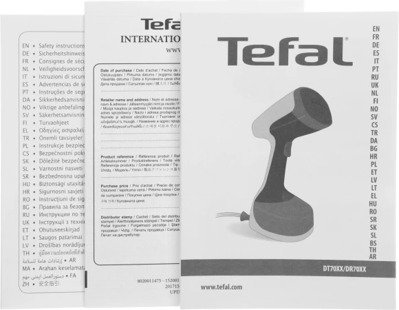 Отпариватель ручной Tefal DT7000E0 1100Вт белый/синий