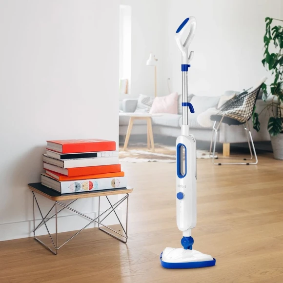 Швабра паровая Kitfort КТ-1048-3 1300Вт белый/синий Швабра паровая Kitfort КТ-1048-3 1300Вт белый/синий