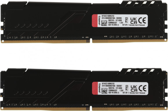 Память DDR4 2x16Gb 3200MHz Kingston KF432C16BBK2/32 Fury Beast Black RTL Gaming PC4-25600 CL16 DIMM 288-pin 1.35В single rank с радиатором Ret
