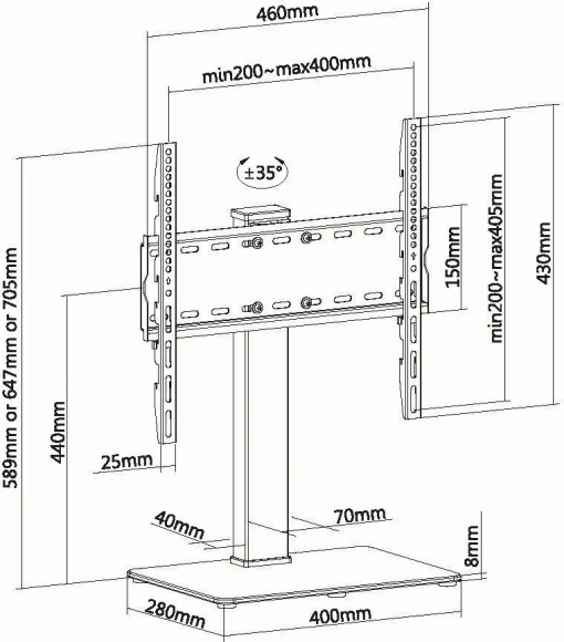 Кронштейн-подставка для телевизора Ultramounts UM503 черный 32"-55" макс.40кг настольный поворот