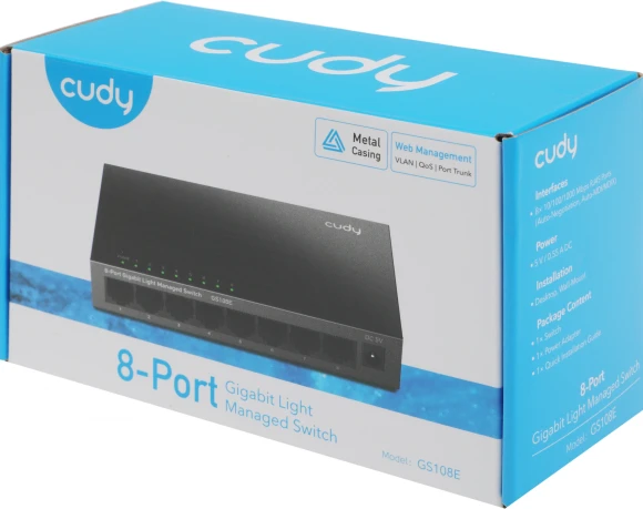 Коммутатор Cudy GS108E (L2+) 8x1Гбит/с настраиваемый Коммутатор Cudy GS108E (L2+) 8x1Гбит/с настраиваемый