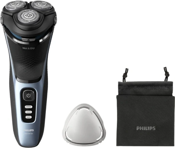 Бритва роторная Philips S3243/12 реж.эл.:3 питан.:аккум. голубой/серебристый