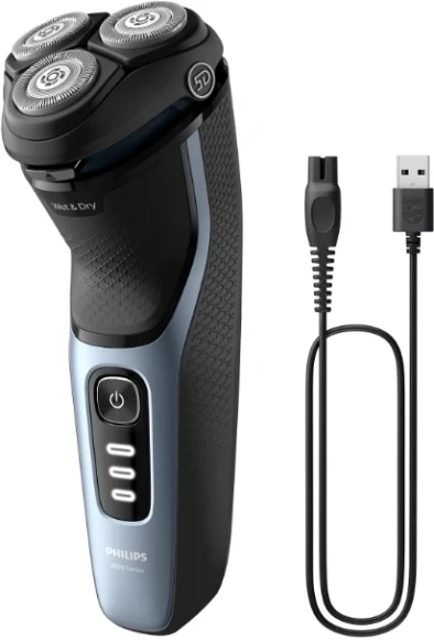 Бритва роторная Philips S3243/12 реж.эл.:3 питан.:аккум. голубой/серебристый