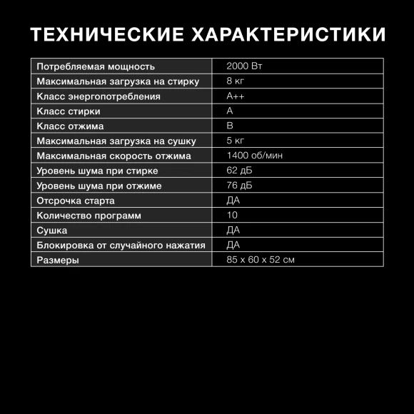 Стиральная машина Hyundai WMD8413 класс: A++ загр.фронтальная макс.:8кг (с сушкой) белый инвертор