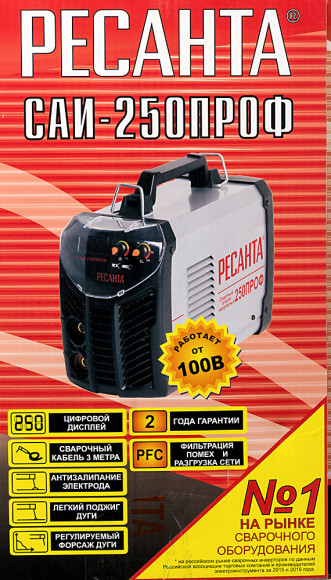 Сварочный аппарат Ресанта САИ 250ПРОФ инвертор ММА DC 4.8кВт