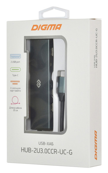 Стыковочная станция Digma HUB-2U3.0CCR-UC-G (HUB-2U3.0СCR-UC-G) Стыковочная станция Digma HUB-2U3.0CCR-UC-G (HUB-2U3.0СCR-UC-G)