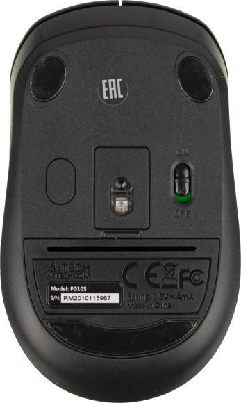 Мышь A4Tech Fstyler FG10S черный/серый оптическая 2000dpi silent беспров. USB для ноутбука 4but (FG10S GREY)