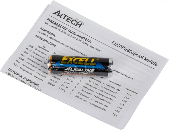 Мышь A4Tech Fstyler FG10S черный/серый оптическая 2000dpi silent беспров. USB для ноутбука 4but (FG10S GREY)