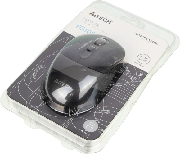 Мышь A4Tech Fstyler FG10S черный/серый оптическая 2000dpi silent беспров. USB для ноутбука 4but (FG10S GREY)