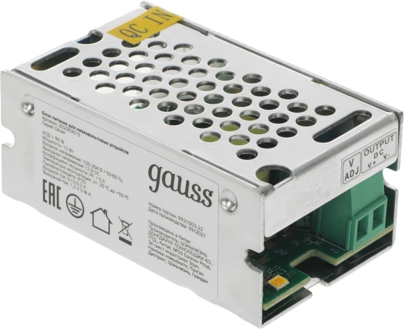 Блок питания Gauss 202003015 встраив. для лен.светод. черный