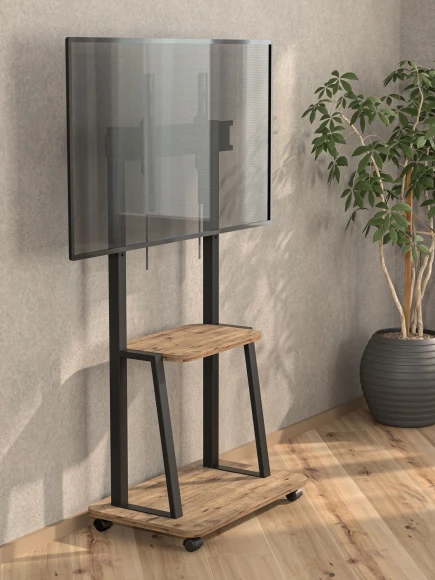 Стойка для телевизора Holder PR-108 черный/дуб 32"-65" макс.40кг напольный мобильный