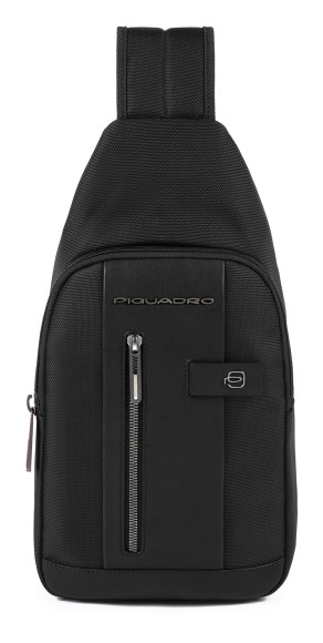 Рюкзак слинг Piquadro Brief2 CA4536BR2/N черный нейлон/натур.кожа