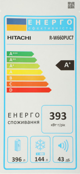 Холодильник Hitachi R-W660PUC7 GBK 2-хкамерн. черный стекло инвертер