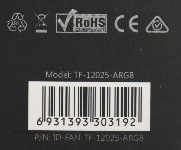 Вентилятор для корпуса ID-Cooling TF-12025 ARGB 120х120x25 черный 4-pin 31дБ (TF-12025-ARGB) Ret